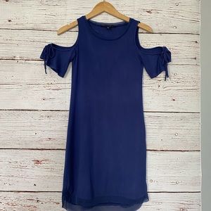 Womens Whitehouse Blackmarket Cold Shoulder Dress XXS Indigo Blue